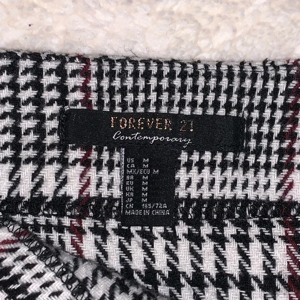 Forever21 Women’s Houndstooth Black White Bow Mini Skirt Size Medium - Picture 4 of 5